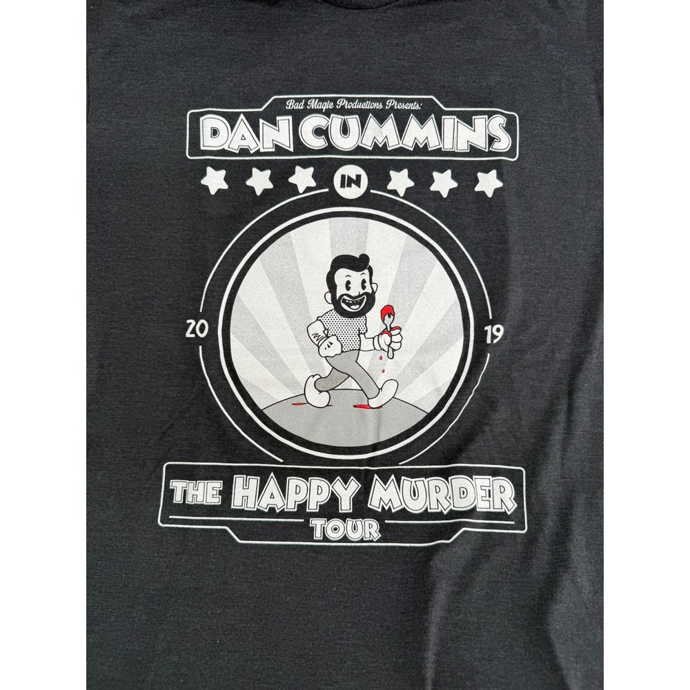 Dan Cummins The Happy Murder Tour 2019 T-Shirt Charcoal Comedy Graphic Tee|00111
